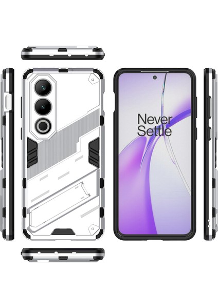 Oneplus Ace 3V 5g Pc+Tpu Kılıf Katlanır Destekli Hibrit Telefon Kılıfı-Beyaz (Yurt Dışından)