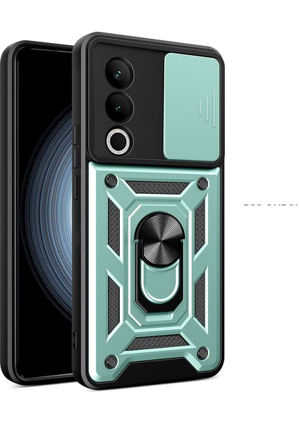 Oneplus Nord Ce4 5g Kılıfı Sürgülü Kamera Kapağı Pc + Tpu Kickstand Telefon Kılıfı-Yeşil (Yurt Dışından)