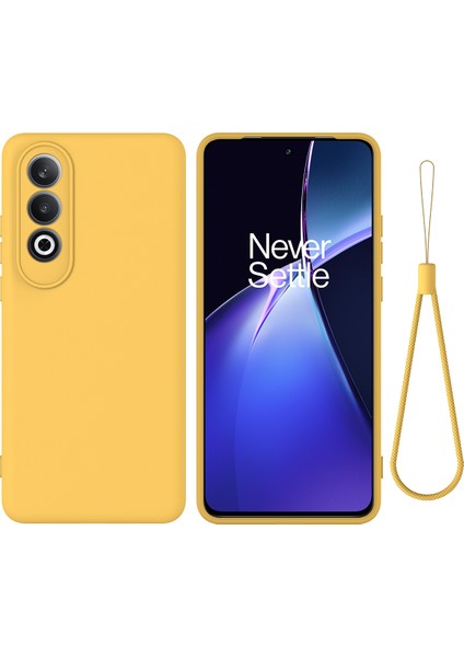 Oneplus Nord Ce4 5g Kılıf Slim-Fit Sıvı Silikon Koruyucu Arka Kapak El Kayışı Ile-Sarı (Yurt Dışından)