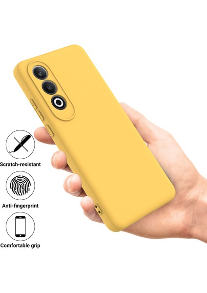 Oneplus Nord Ce4 5g Kılıf Slim-Fit Sıvı Silikon Koruyucu Arka Kapak El Kayışı Ile-Sarı (Yurt Dışından)