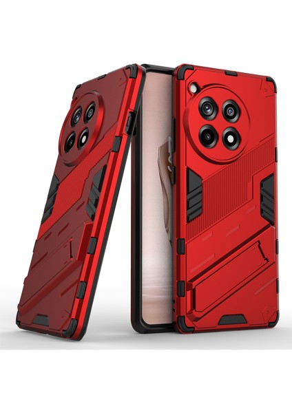 Oneplus Ace 3 5G/12R 5g Telefon Kılıfı Kickstand Tpu+Pc Hibrit Kapak-Kırmızı (Yurt Dışından)