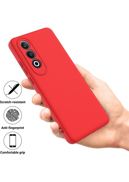 Oneplus Nord Ce4 5g Kılıf Slim-Fit Sıvı Silikon Koruyucu Arka Kapak El Kayışı Ile-Kırmızı (Yurt Dışından)