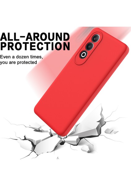 Oneplus Nord Ce4 5g Kılıf Slim-Fit Sıvı Silikon Koruyucu Arka Kapak El Kayışı Ile-Kırmızı (Yurt Dışından)