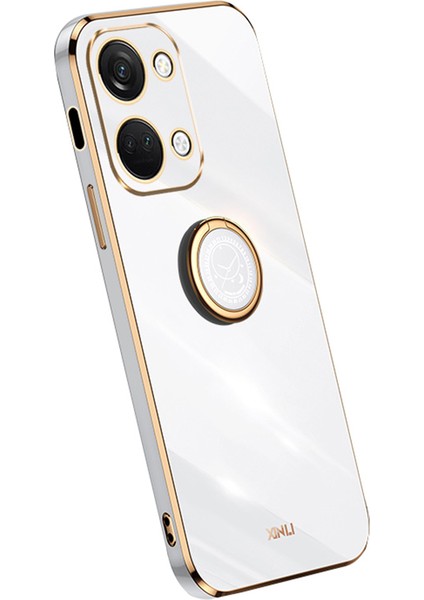 Xınlı Oneplus Nord 3 5g/ace 2V Halka Tutucu Kickstand Tpu Kılıf Galvanik Telefon Kılıfı-Beyaz (Yurt Dışından)