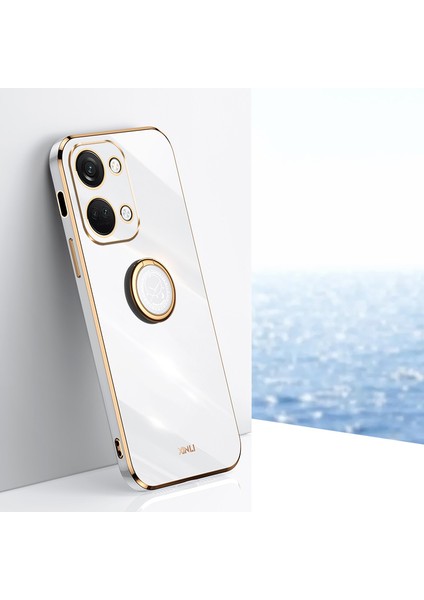 Xınlı Oneplus Nord 3 5g/ace 2V Halka Tutucu Kickstand Tpu Kılıf Galvanik Telefon Kılıfı-Beyaz (Yurt Dışından)