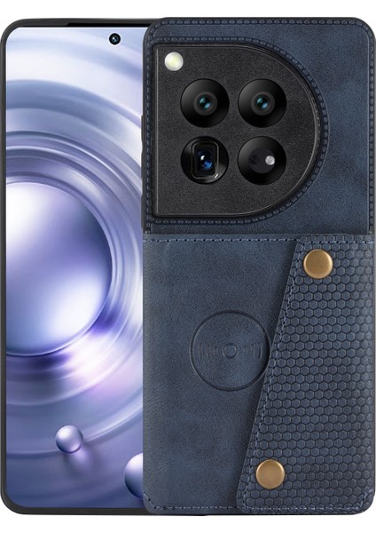 Oneplus 12 5g Telefon Kılıfı Kart Yuvalı Manyetik Araç Tutucu Telefon Kılıfı-Mavi (Yurt Dışından)