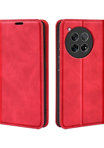 Oneplus 12 5g Pu Deri Cilt-Dokunmatik Kılıf Cüzdan Kapaklı Telefon Kılıfı-Kırmızı (Yurt Dışından)