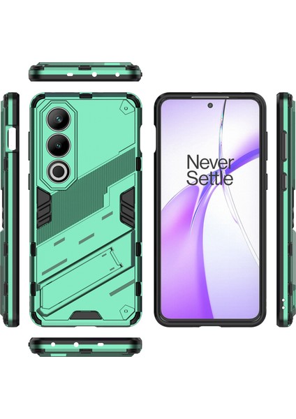 Oneplus Ace 3V 5g Pc+Tpu Kılıf Katlanır Destekli Hibrit Telefon Kılıfı-Yeşil (Yurt Dışından)