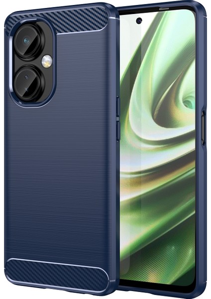 Oneplus Nord Ce 3 Lite 5g/nord N30 5g Karbon Fiber Doku Fırçalanmış Telefon Kılıfı Yumuşak Tpu Düşmeye Lı Arka Kapak-Mavi (Yurt Dışından)