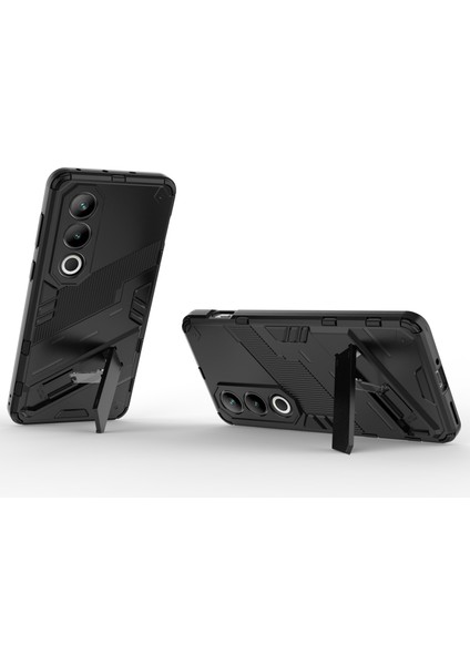 Oneplus Ace 3V 5g Pc+Tpu Kılıf Katlanır Destekli Hibrit Telefon Kılıfı-Siyah (Yurt Dışından)