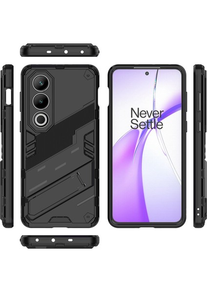 Oneplus Ace 3V 5g Pc+Tpu Kılıf Katlanır Destekli Hibrit Telefon Kılıfı-Siyah (Yurt Dışından)