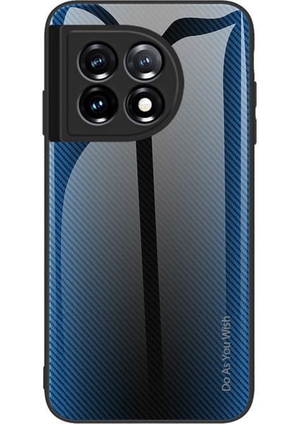 Oneplus 11 5g Tpu+Temperli Cam Telefon Kılıfı Karbon Fiber Doku Cep Telefonu Koruyucu Kılıf-Bebek Mavisi (Yurt Dışından)