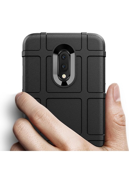 Oneplus 7-Siyah Için Darbeye Dayanıklı Kare Izgara Doku Tpu Kılıf Telefon Kabuğu (Yurt Dışından)