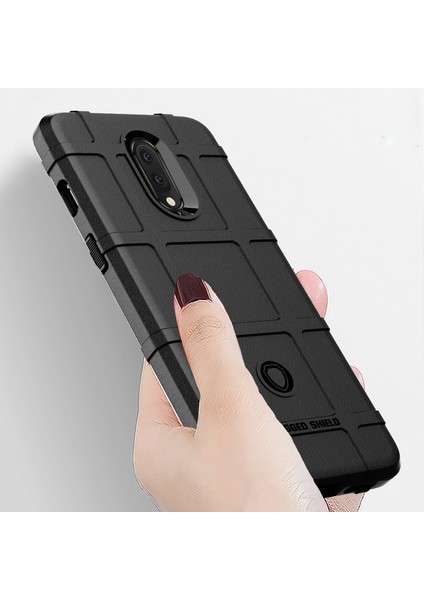 Oneplus 7-Siyah Için Darbeye Dayanıklı Kare Izgara Doku Tpu Kılıf Telefon Kabuğu (Yurt Dışından)