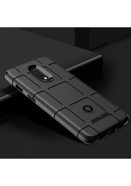 Oneplus 7-Siyah Için Darbeye Dayanıklı Kare Izgara Doku Tpu Kılıf Telefon Kabuğu (Yurt Dışından)