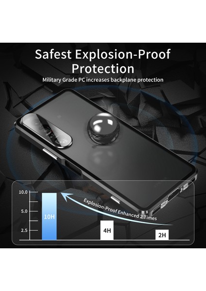 Sony Xperia 1 Iv 5g Için Düşmeye Karşı Dayanıklı Aşınmaya Karşı Dayanıklı Metal Çerçeve + Temperli Cam + Pc Hibrit Kapak Manyetik Kapatma Telefon Kabuğu Kılıfı-Siyah (Yurt Dışından) fırsatları