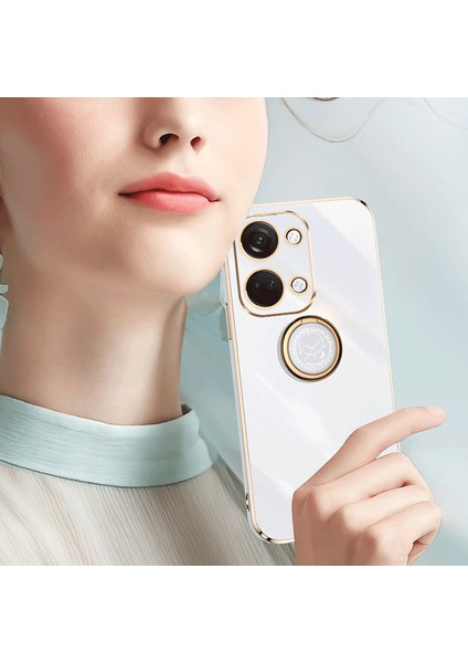 Xınlı Oneplus Nord 3 5g/ace 2V Halka Tutucu Kickstand Tpu Kılıf Galvanik Telefon Kılıfı-Siyah (Yurt Dışından)