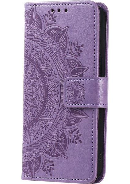Sony Xperia 1 V Mandala Çiçek Desenli Deri Telefon Kılıfı Flip Cüzdan Standı Kapağı-Mor (Yurt Dışından) fırsatları