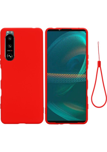 Sony Xperia 5 Iıı 5g-Kırmızı Için Kayışlı Ince Sıvı Silikon Jel Ka Tam Vücut Koruma Kılıfı (Yurt Dışından)