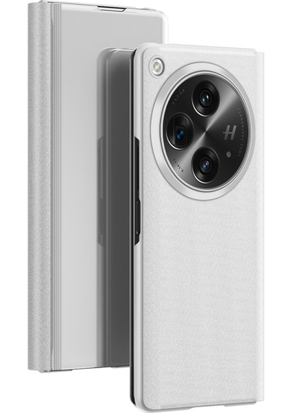Oneplus Açık/oppo Find N3 5g Kılıf Görünüm Penceresi Deri Stand Telefon Kılıfı-Gümüş (Yurt Dışından) fırsatları