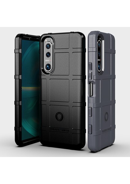 Sağlam Kare Izgara Doku Darbeye Dayanıklı Tpu Koruyucu Kılıf Sony Xperia 5 Iıı 5g-Siyah (Yurt Dışından) fiyatları
