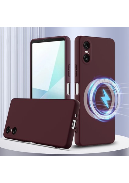 Sony Xperia 10 Vı Kılıfı Için Magsafe Anti-Düşme Sıvı Silikon Telefon Kılıfı ve Kordonu ile Uyumlu - Şarap Kırmızısı (Yurt Dışından) fiyatları