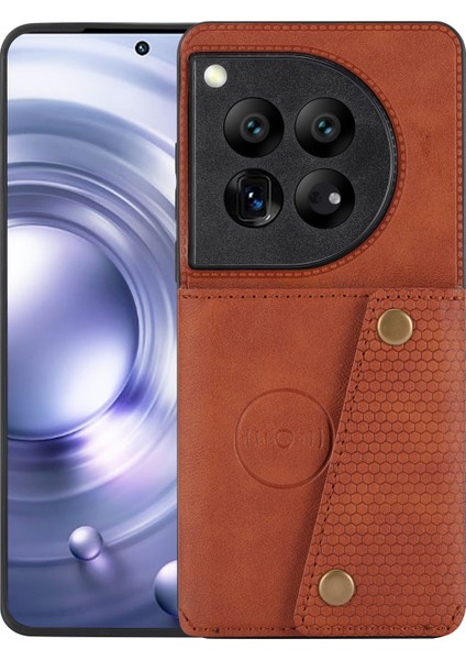 Oneplus 12 5g Telefon Kılıfı Kart Yuvalı Manyetik Araç Tutucu Telefon Kılıfı-Açık Kahverengi (Yurt Dışından)
