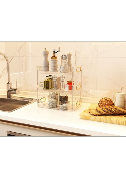 Turuncu 3 Katlı Kristal Çok Amaçlı Kozmetik ve Takı Organizeri fiyatları