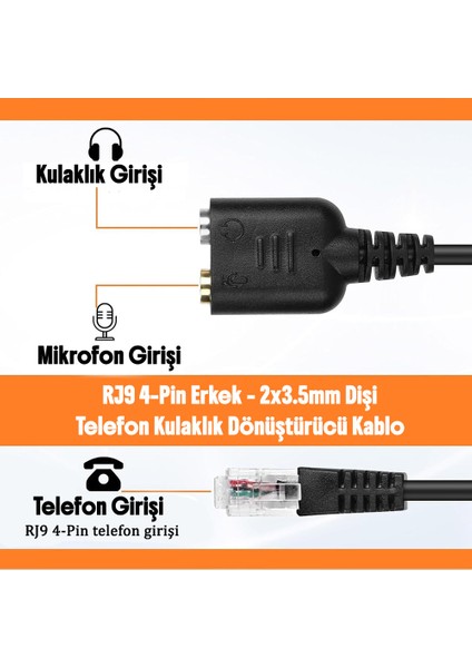 Voip-Kulaklık Kablosu Rj9 Erkek - 3.5mm Dişi Fiş Telefon Ahize Kulaklık Dönüştürücü fırsatları