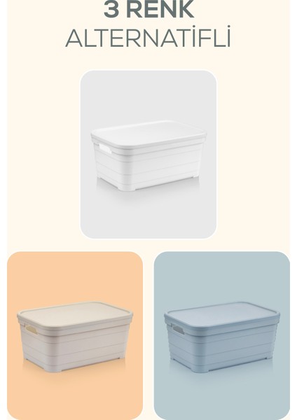 4'lü Kapaklı 10,8 Litre Saklama Kutusu Mavi modelleri