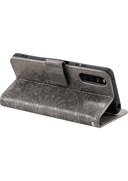Sony Xperia 10 Vı Kılıf Mandala Çiçek Baskılı Flip Stand Telefon Kılıfı-Gri (Yurt Dışından) fırsatları