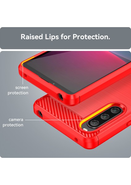 Sony Xperia 10 V Yumuşak Karbon Fiber Tpu Telefon Kılıfı Fırçalanmış Cep Telefonu Kapağı-Kırmızı (Yurt Dışından) modelleri