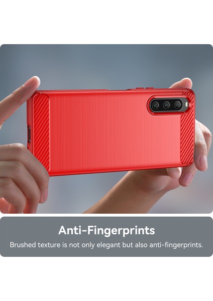 Sony Xperia 10 V Yumuşak Karbon Fiber Tpu Telefon Kılıfı Fırçalanmış Cep Telefonu Kapağı-Kırmızı (Yurt Dışından) indirimleri