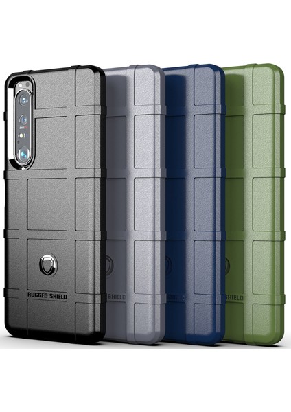 Darbeye Dayanıklı Sağlam Kare Izgara Doku Tpu Telefon Kılıfı Sony Xperia 1 Iıı 5g-Mavi (Yurt Dışından) fiyatları