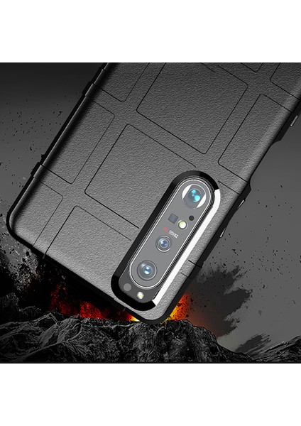 Darbeye Dayanıklı Sağlam Kare Izgara Doku Tpu Telefon Kılıfı Sony Xperia 1 Iıı 5g-Mavi (Yurt Dışından) modelleri