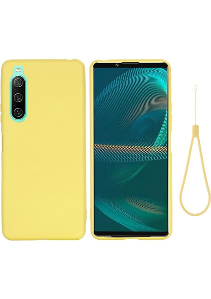 Sony Xperia 10 Iv 5g Için Düşmeye Dayanıklı Sıvı Silikon Telefon Kılıfı Yumuşak Mikrofiber Astar Yastık Çizilmez Koruyucu Kılıf-Sarı (Yurt Dışından)