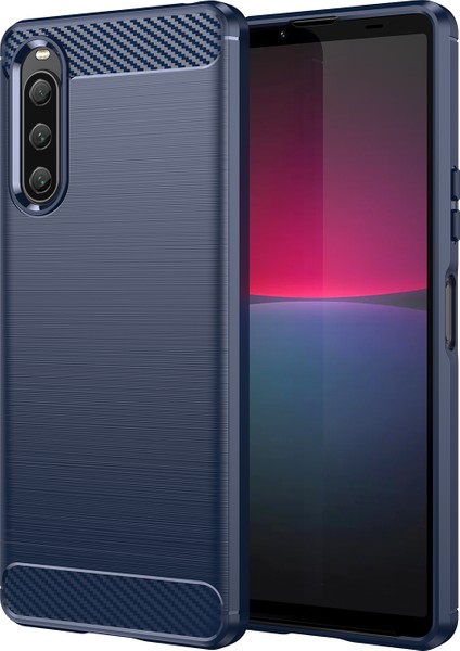Sony Xperia 10 V Yumuşak Karbon Fiber Tpu Telefon Kılıfı Fırçalanmış Cep Telefonu Kapağı-Mavi (Yurt Dışından)
