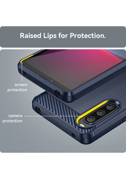 Sony Xperia 10 V Yumuşak Karbon Fiber Tpu Telefon Kılıfı Fırçalanmış Cep Telefonu Kapağı-Mavi (Yurt Dışından) modelleri