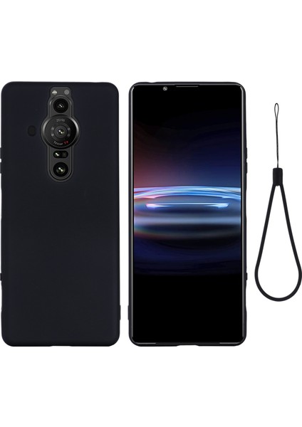 Sony Xperia Pro-I Sıvı Silikon Yumuşak Mikrofiber Astarlı Düşmeye Dayanıklı Telefon Kılıfı Kılıfı Kayışlı-Siyah (Yurt Dışından)