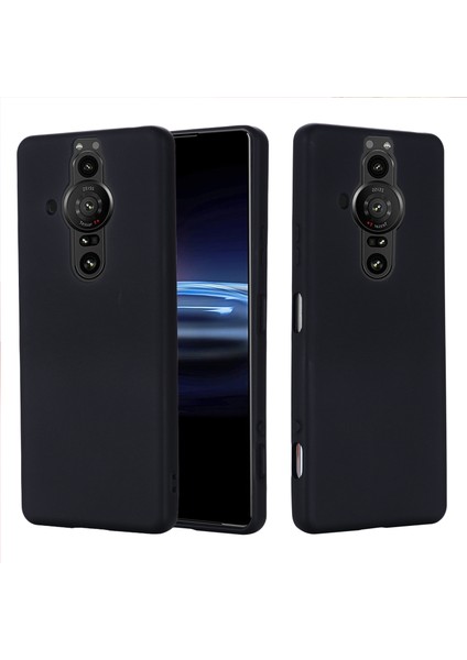 Sony Xperia Pro-I Sıvı Silikon Yumuşak Mikrofiber Astarlı Düşmeye Dayanıklı Telefon Kılıfı Kılıfı Kayışlı-Siyah (Yurt Dışından)