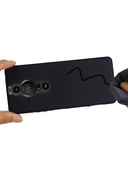 Sony Xperia Pro-I Sıvı Silikon Yumuşak Mikrofiber Astarlı Düşmeye Dayanıklı Telefon Kılıfı Kılıfı Kayışlı-Siyah (Yurt Dışından)
