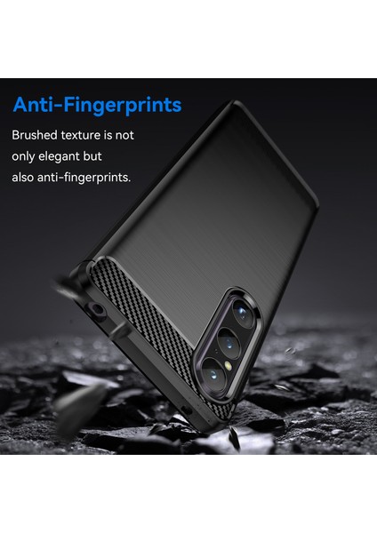 Sony Xperia 1 V Fırçalanmış Telefon Kılıfı Karbon Fiber Doku Telefon Kabuğu Cep Telefonu Kapağı-Siyah (Yurt Dışından) fırsatları
