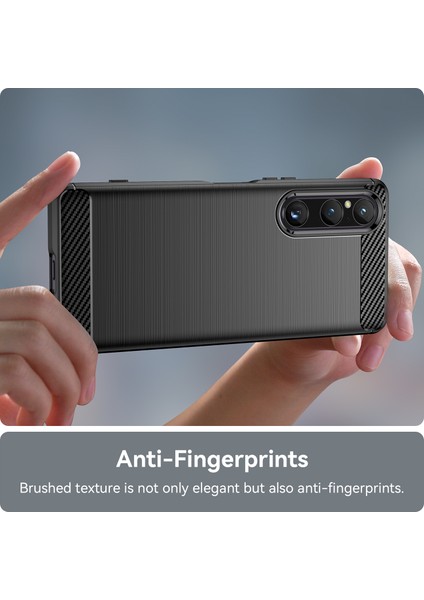 Sony Xperia 1 V Fırçalanmış Telefon Kılıfı Karbon Fiber Doku Telefon Kabuğu Cep Telefonu Kapağı-Siyah (Yurt Dışından) indirimleri