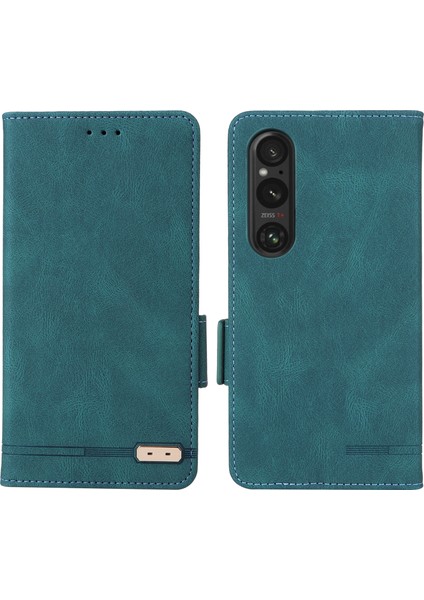 Sony Xperia 1 Vı Kılıf Pu Deri Donanım Dekor Kart Tutucu Stand Folio Telefon Kılıfı-Mavi (Yurt Dışından)