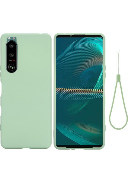 Sony Xperia 5 Iıı 5g-Yeşil Için Kayışlı Ince Sıvı Silikon Jel Ka Tam Vücut Koruma Kılıfı (Yurt Dışından)