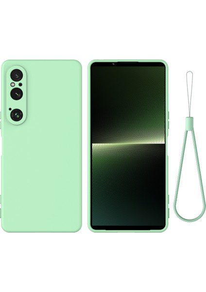 Sony Xperia 1 Vı Kılıf Sıvı Silikon Astar Yastık Düşme Korumalı Telefon Kılıfı Kayışlı-Yeşil (Yurt Dışından)