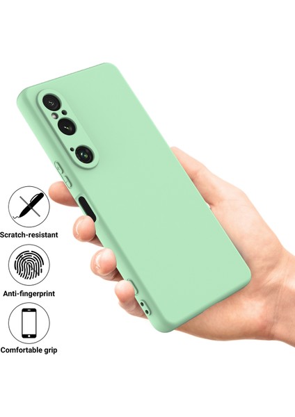 Sony Xperia 1 Vı Kılıf Sıvı Silikon Astar Yastık Düşme Korumalı Telefon Kılıfı Kayışlı-Yeşil (Yurt Dışından)