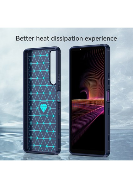 1.8mm Tpu Kılıf Karbon Fiber Doku Ince Işçilik Fırçalanmış Yüzey Bükülebilir Telefon Kılıfı Sony Xperia 1 Iıı 5g-Mavi (Yurt Dışından) modelleri