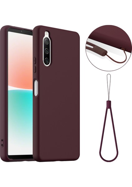 Sony Xperia 10 Iv 5g Kılıfı Magsafe Sıvı Silikon Telefon Kılıfı ile Uyumlu Kordonlu-Şarap Kırmızısı (Yurt Dışından)