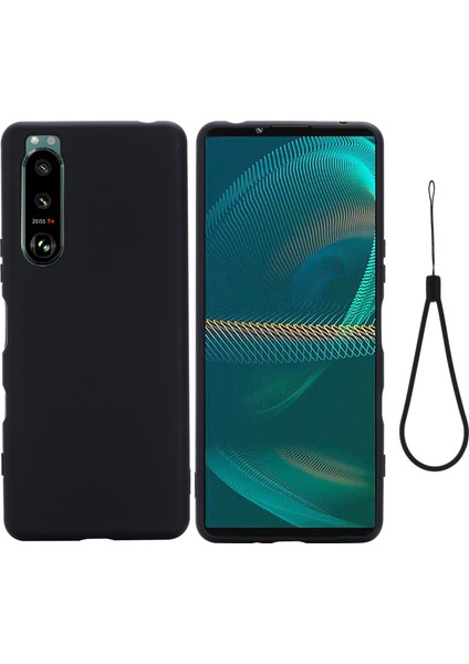 Sony Xperia 5 Iıı 5g-Siyah Için Kayışlı Ince Sıvı Silikon Jel Ka Tam Vücut Koruma Kılıfı (Yurt Dışından)